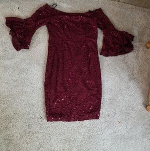 Red lace form fitting dress